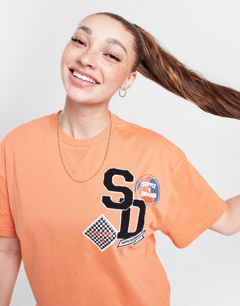 Női póló SUPPLY & DEMAND PÓLÓ BADGE BOYFRIEND PÓLÓ SUPTW16024ORG Narancssárga