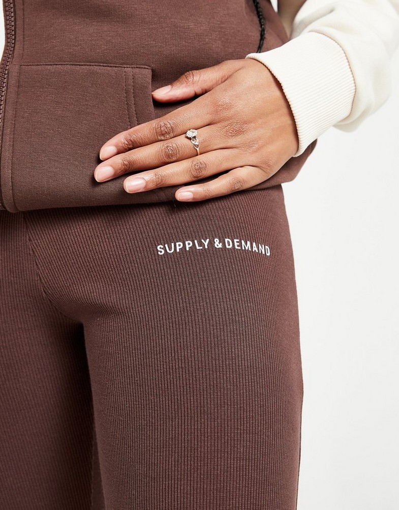 Legginsy damskie SUPPLY & DEMAND LEGGINGS STIRRUP RIBBED LEGGINGS SUPTW16103BRN Brązowy