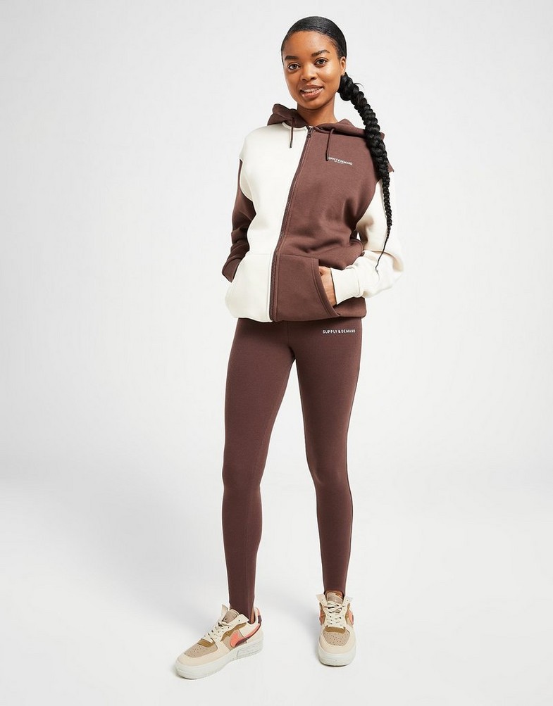 Legginsy damskie SUPPLY & DEMAND LEGGINGS STIRRUP RIBBED LEGGINGS SUPTW16103BRN Brązowy