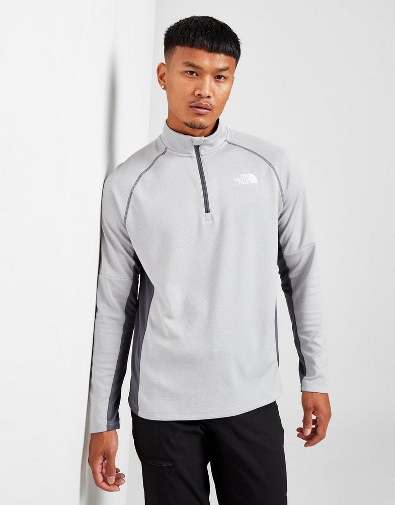Koszulka, t-shirt męski THE NORTH FACE DŁUGI RĘKAW PERFORMANCE 1/4 ZIP TOP NF0A55CIUEM1 Szary