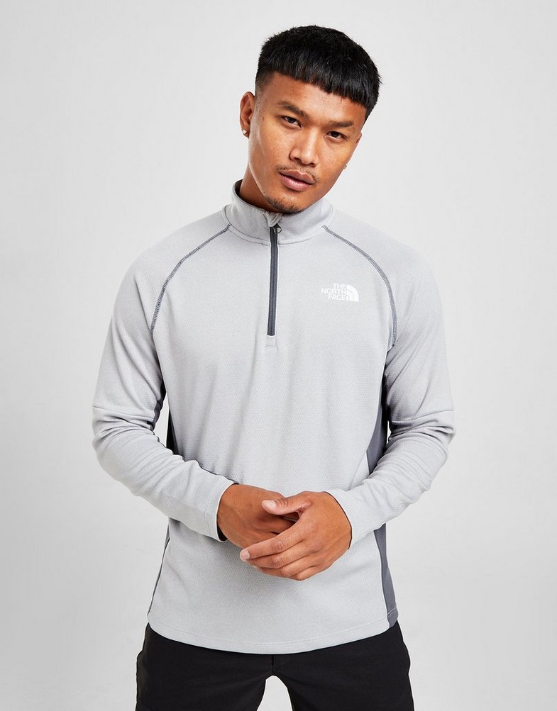 Koszulka, t-shirt męski THE NORTH FACE DŁUGI RĘKAW PERFORMANCE 1/4 ZIP TOP NF0A55CIUEM1 Szary