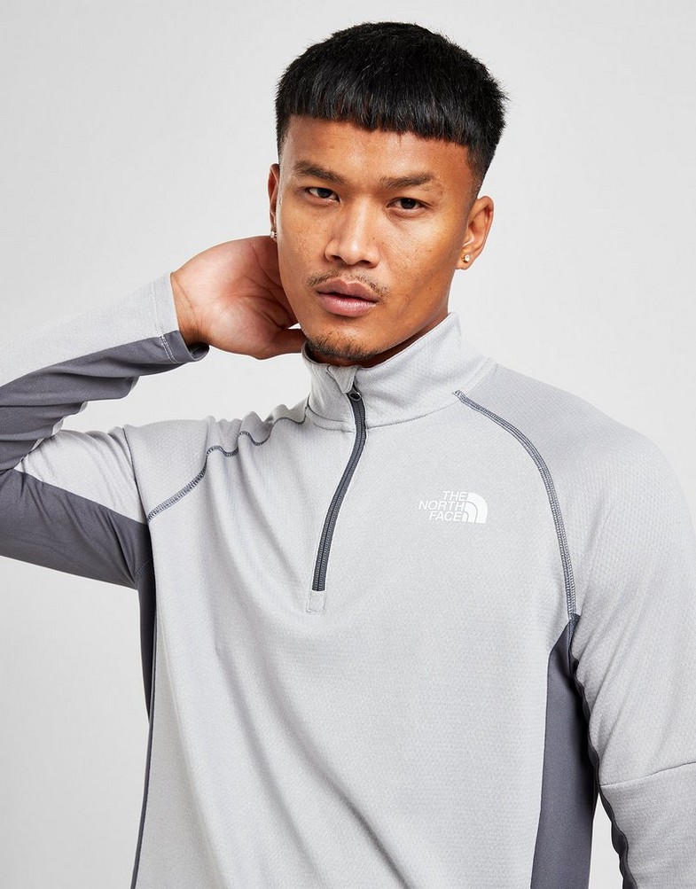 Koszulka, t-shirt męski THE NORTH FACE DŁUGI RĘKAW PERFORMANCE 1/4 ZIP TOP NF0A55CIUEM1 Szary
