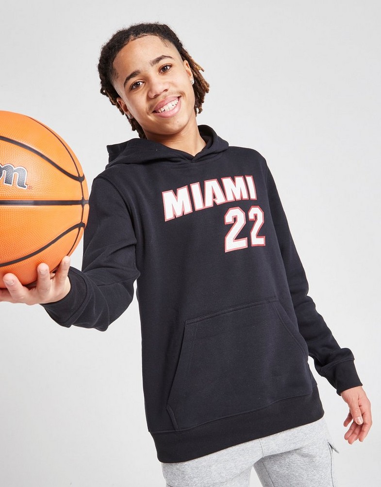 Koszulka, t-shirt dziecięcy NIKE KRÓTKI RĘKAW NBA MIAMI HEAT BUTLER #22 HOODIE JUNIOR 2Z2B7FDE2MIA Czarny