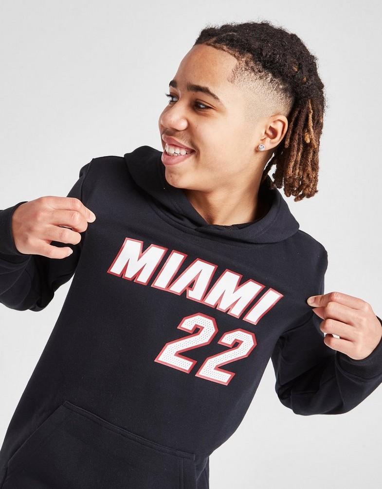 Koszulka, t-shirt dziecięcy NIKE KRÓTKI RĘKAW NBA MIAMI HEAT BUTLER #22 HOODIE JUNIOR 2Z2B7FDE2MIA Czarny