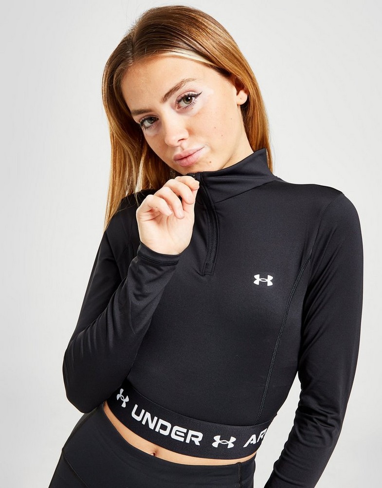 UNDER ARMOUR BEZRĘKAWNIK LOGO CROP 1/4 ZIP TOP 1375503-001 Czarny