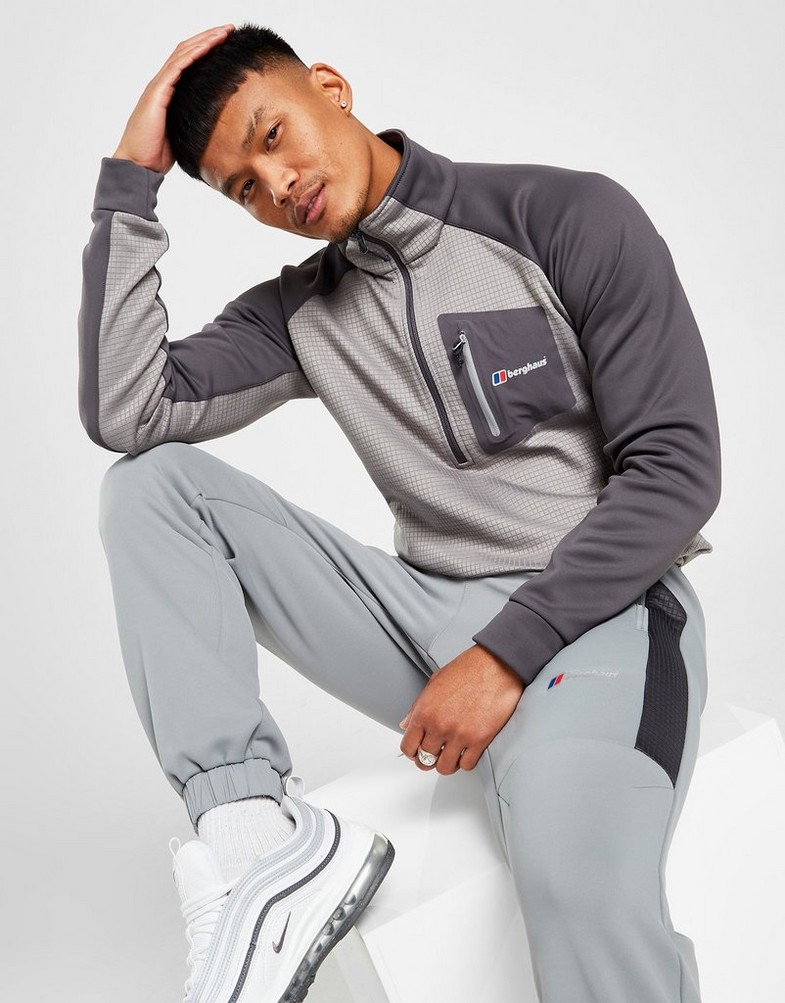 Bluză pentru bărbați BERGHAUS CĂCIULĂ SIDLEY 1/2 ZIP SWEATSHIRT  4A001582CY1 Gri