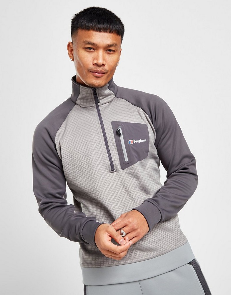 Bluză pentru bărbați BERGHAUS CĂCIULĂ SIDLEY 1/2 ZIP SWEATSHIRT  4A001582CY1 Gri