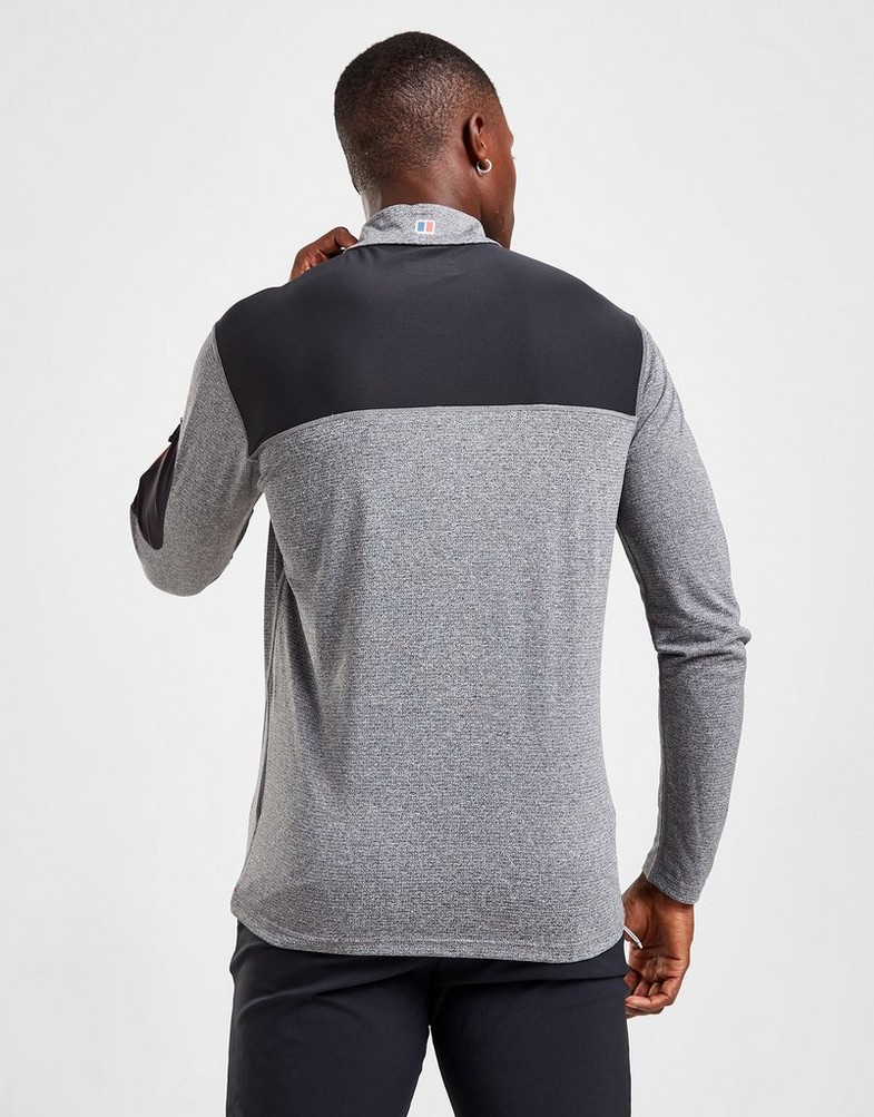 Koszulka, t-shirt męski BERGHAUS DŁUGI RĘKAW EXPLORER 1/4 ZIP LONG SLEEVE TOP 4A001581JL1 Szary