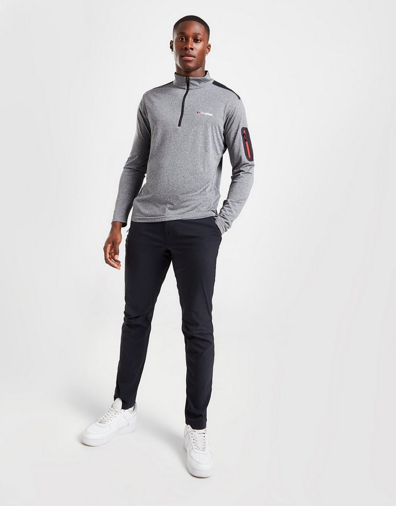 Koszulka, t-shirt męski BERGHAUS DŁUGI RĘKAW EXPLORER 1/4 ZIP LONG SLEEVE TOP 4A001581JL1 Szary