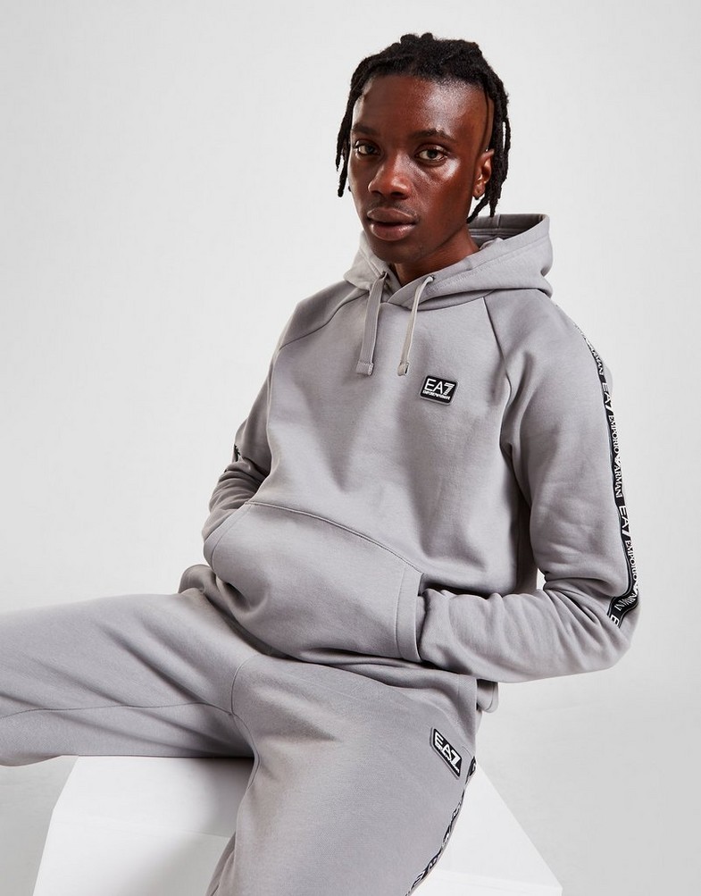 Bluza męska EMPORIO ARMANI Z KAPTUREM TAPE OVERHEAD HOODIE 6LPMJ5PJ07Z1907 Szary