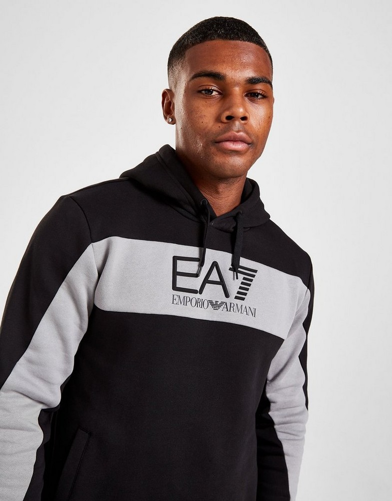 Bluza męska EMPORIO ARMANI Z KAPTUREM COLOUR BLOCK OVERHEAD HOODIE 6LPMJ3PJ07Z1200 Czarny