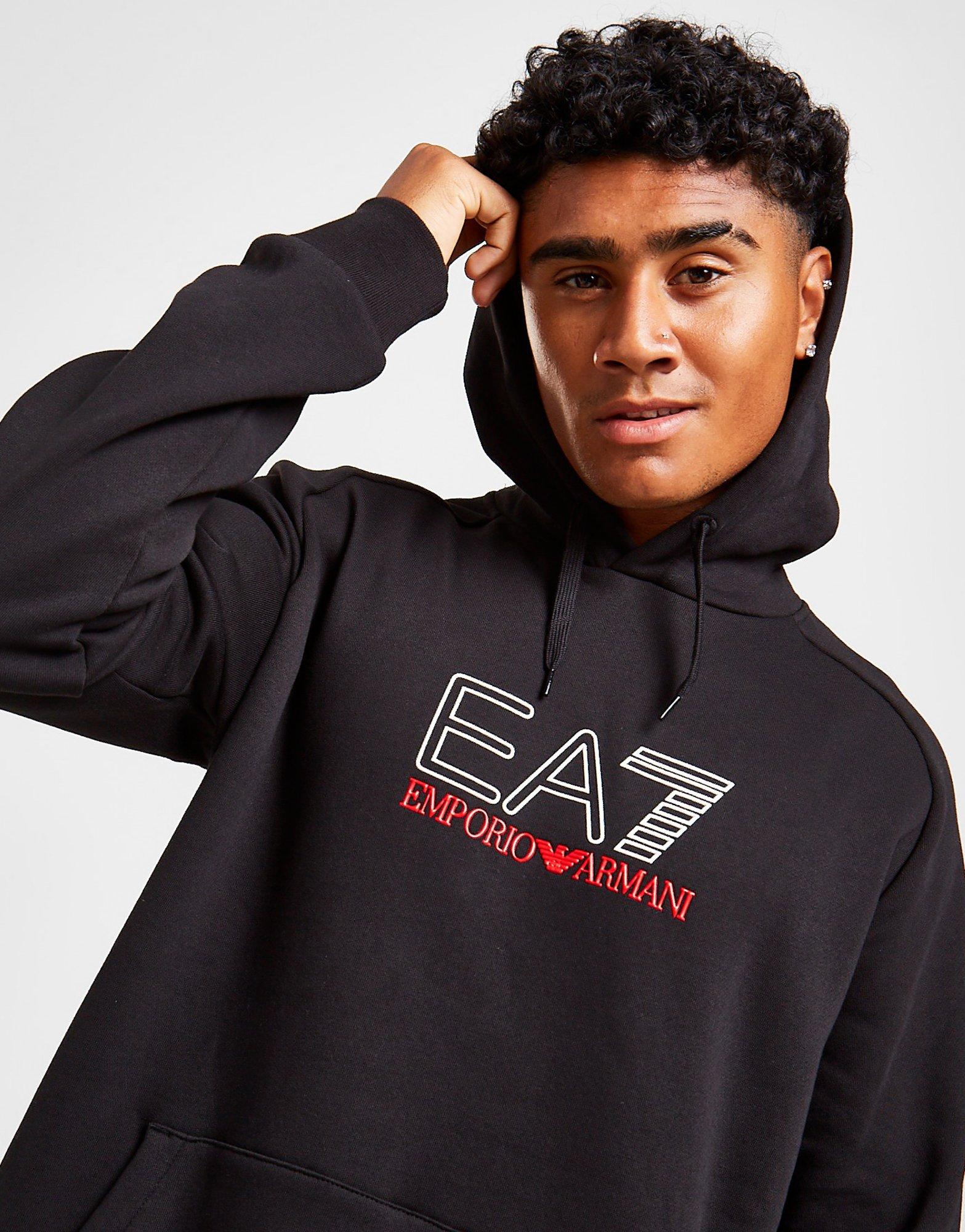 Bluză pentru bărbați EMPORIO ARMANI CU GLUGĂ VISIBLE SILICONE HOODIE  6LPMJ1PJ07Z0200 Negru