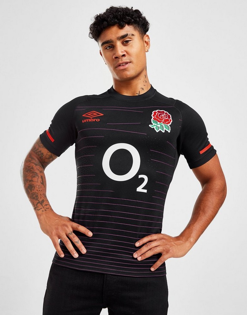 Koszulka, t-shirt męski UMBRO KRÓTKI RĘKAW ENGLAND RFU 2022/23 PRO AWAY SHIRT 96729UKIT Czarny