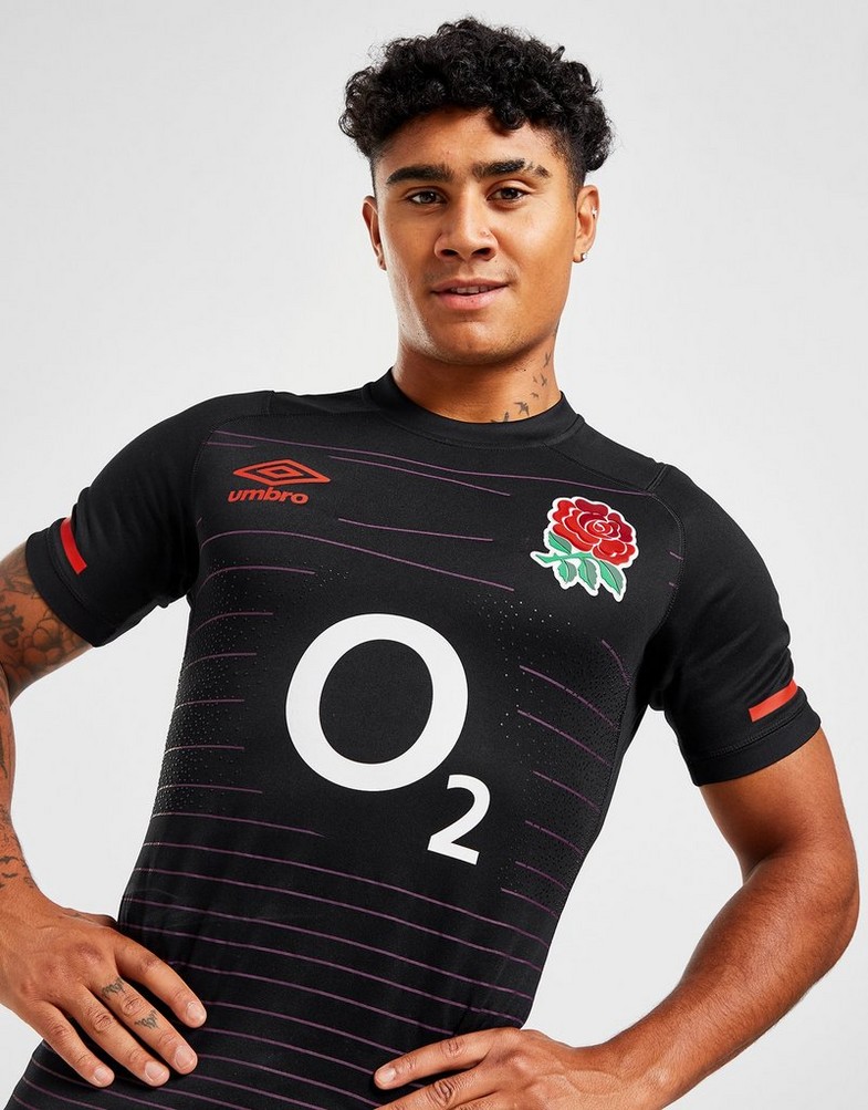 Koszulka, t-shirt męski UMBRO KRÓTKI RĘKAW ENGLAND RFU 2022/23 PRO AWAY SHIRT 96729UKIT Czarny