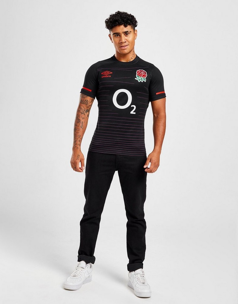 Koszulka, t-shirt męski UMBRO KRÓTKI RĘKAW ENGLAND RFU 2022/23 PRO AWAY SHIRT 96729UKIT Czarny