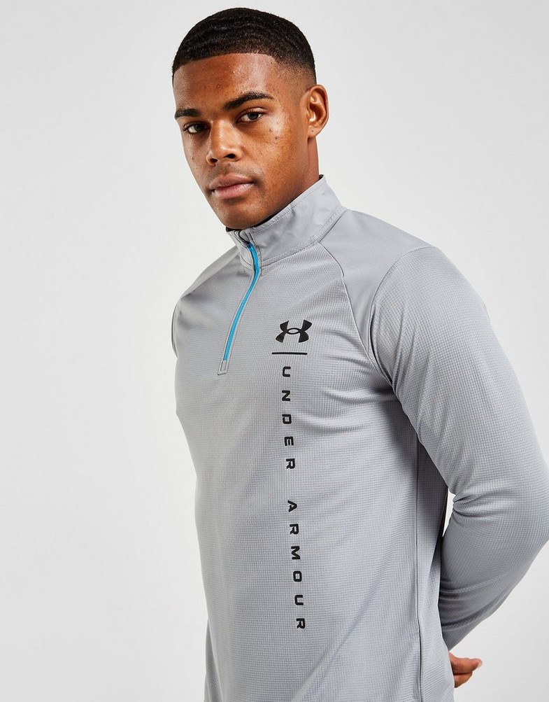 Koszulka, t-shirt męski UNDER ARMOUR DŁUGI RĘKAW QUADRA 1/4 ZIP TOP 1370164-035 Szary