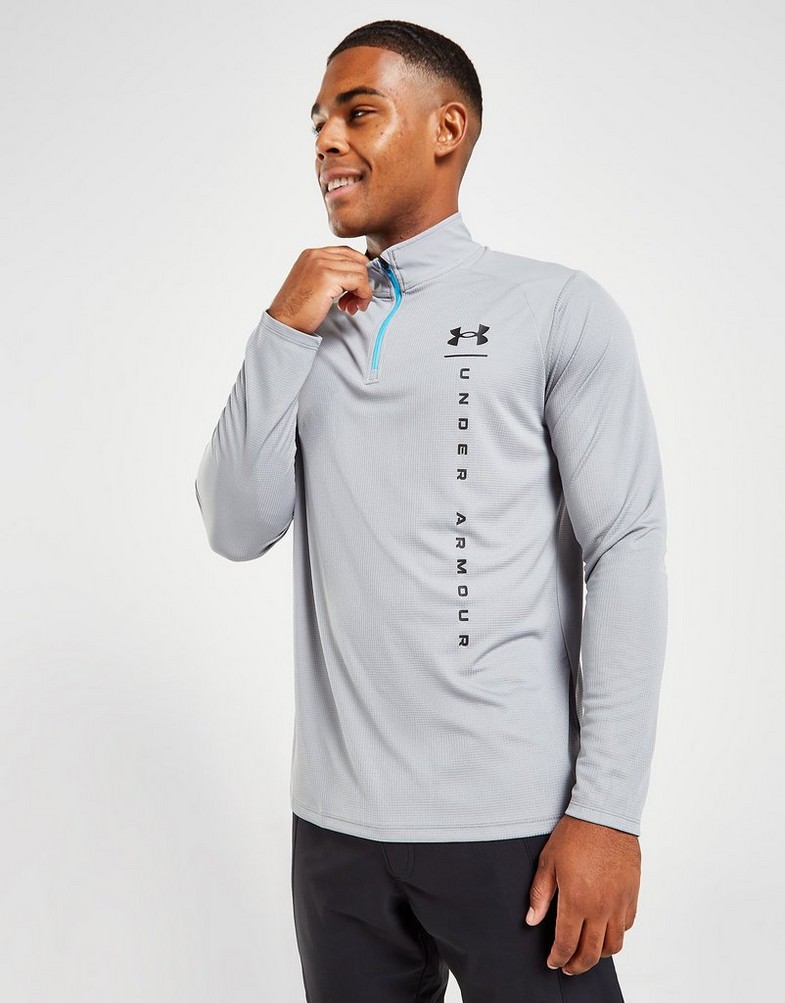 Koszulka, t-shirt męski UNDER ARMOUR DŁUGI RĘKAW QUADRA 1/4 ZIP TOP 1370164-035 Szary