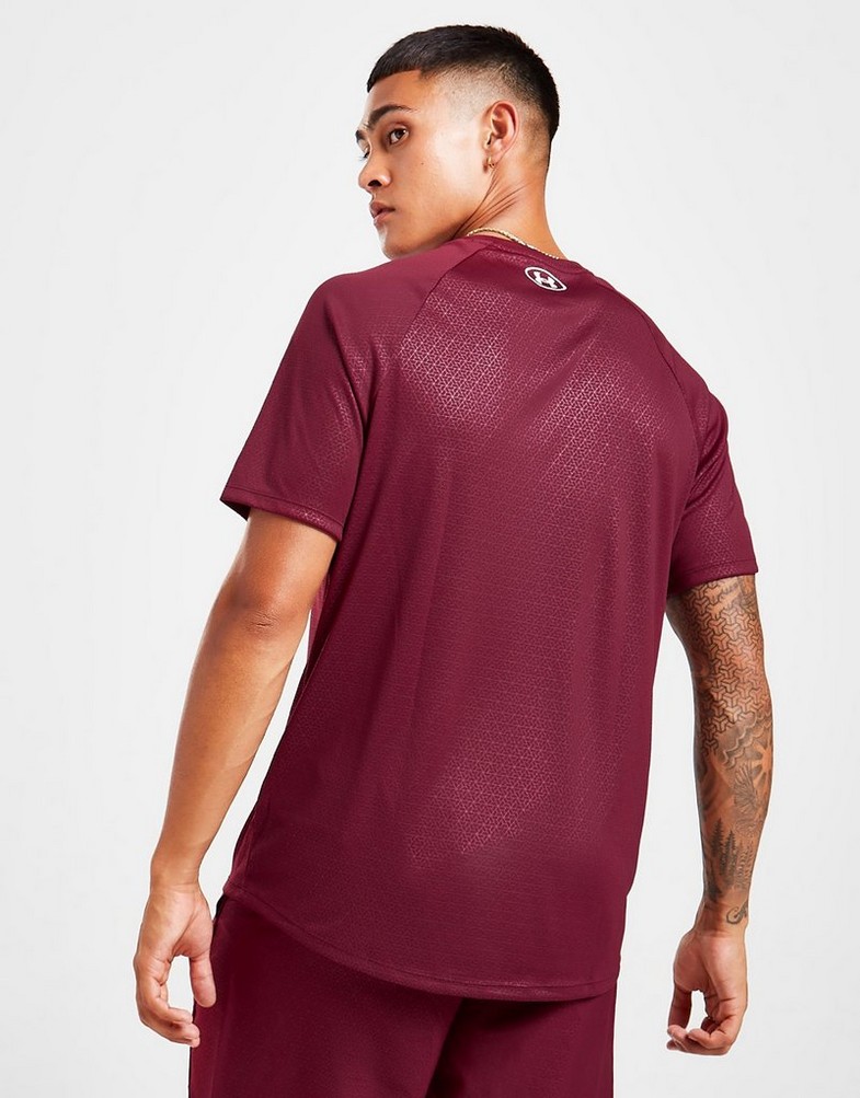 Koszulka, t-shirt męski UNDER ARMOUR KRÓTKI RĘKAW TECH EMBOSS T-SHIRT 1372530-655 Czerwony