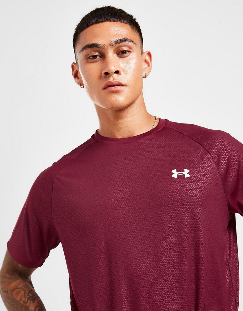 Koszulka, t-shirt męski UNDER ARMOUR KRÓTKI RĘKAW TECH EMBOSS T-SHIRT 1372530-655 Czerwony