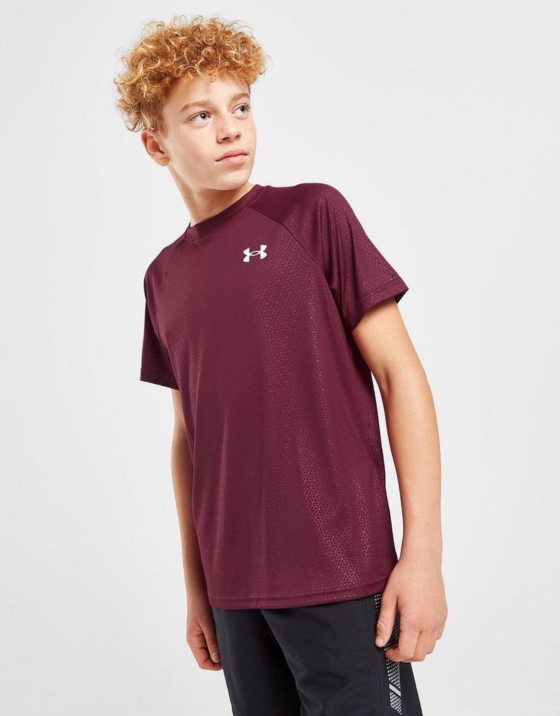 Koszulka, t-shirt dziecięcy UNDER ARMOUR KRÓTKI RĘKAW TECH EMBOSS T-SHIRT JUNIOR 1372817-655 Czerwony