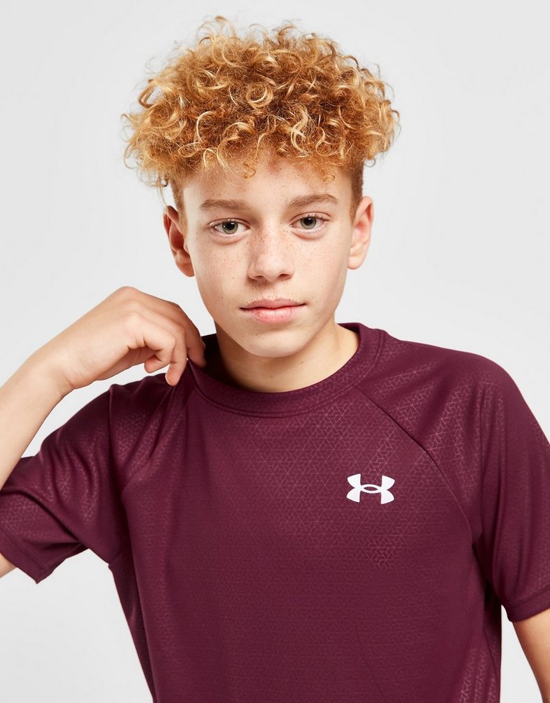 Koszulka, t-shirt dziecięcy UNDER ARMOUR KRÓTKI RĘKAW TECH EMBOSS T-SHIRT JUNIOR 1372817-655 Czerwony