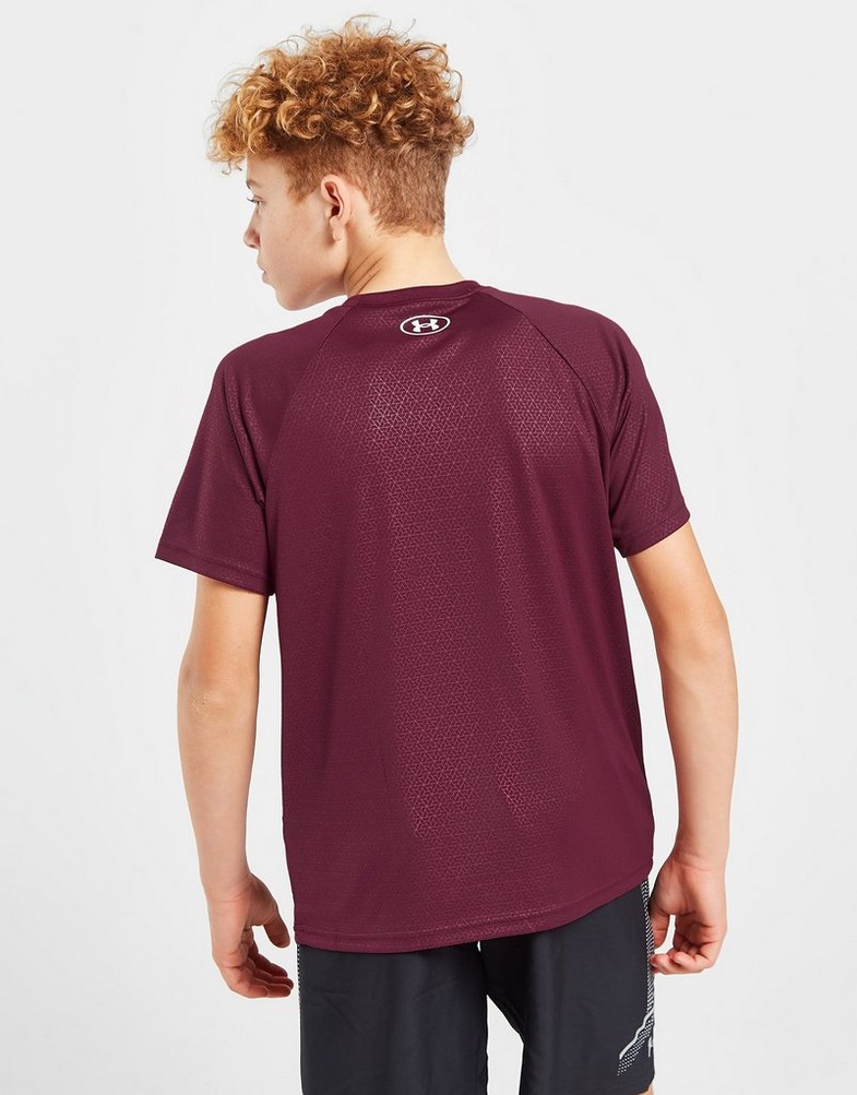 Koszulka, t-shirt dziecięcy UNDER ARMOUR KRÓTKI RĘKAW TECH EMBOSS T-SHIRT JUNIOR 1372817-655 Czerwony