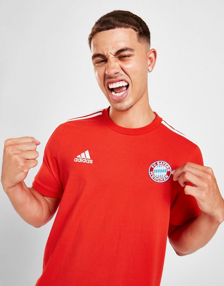 Koszulka, t-shirt męski ADIDAS KRÓTKI RĘKAW FC BAYERN MUNICH DNA 3-STRIPES T-SHIRT HF1361 Czerwony