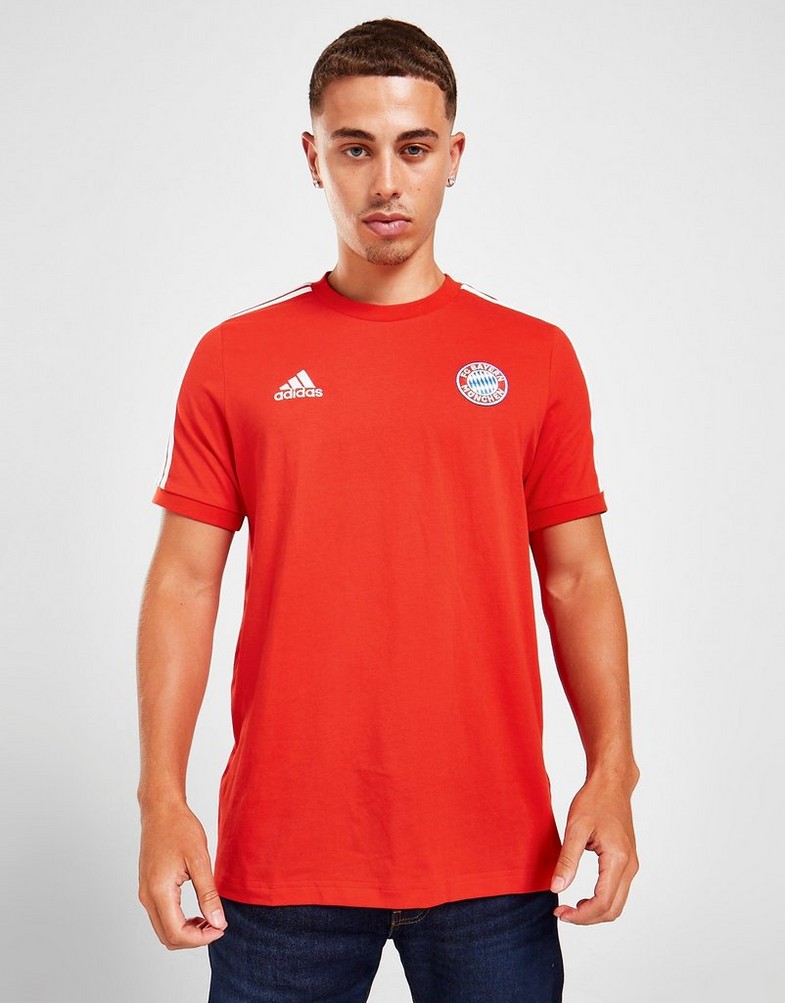 Koszulka, t-shirt męski ADIDAS KRÓTKI RĘKAW FC BAYERN MUNICH DNA 3-STRIPES T-SHIRT HF1361 Czerwony