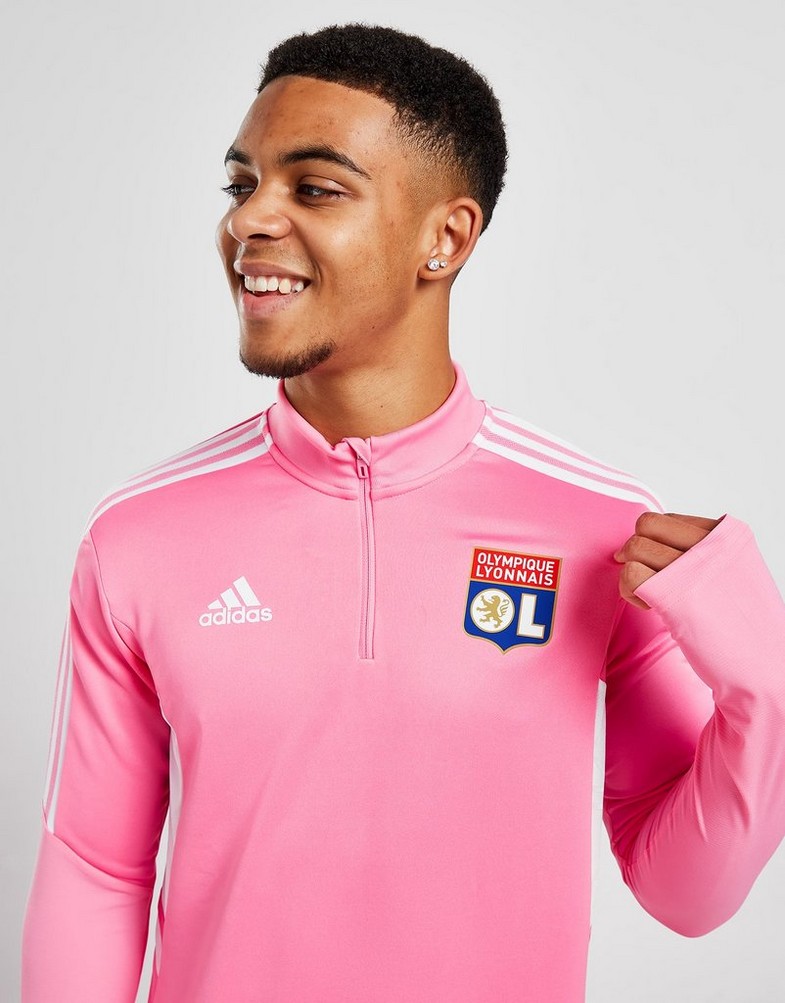 Komplet dresowy męski ADIDAS DRES OLYMPIQUE LYON TRAINING TOP GA8987 Różowy