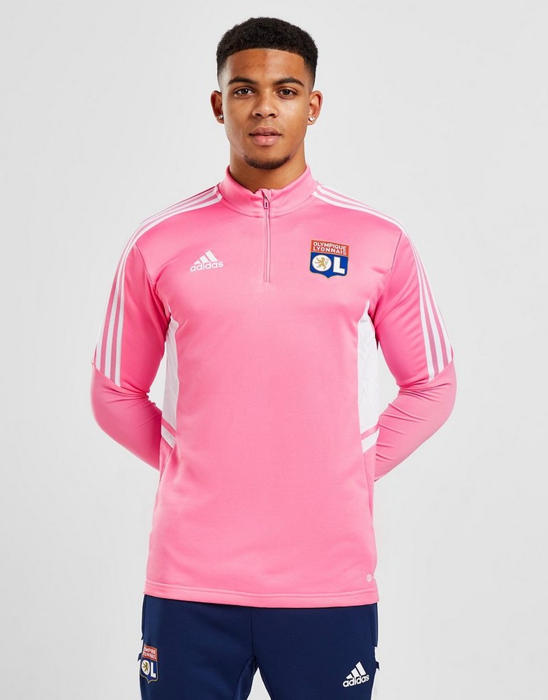 Komplet dresowy męski ADIDAS DRES OLYMPIQUE LYON TRAINING TOP GA8987 Różowy