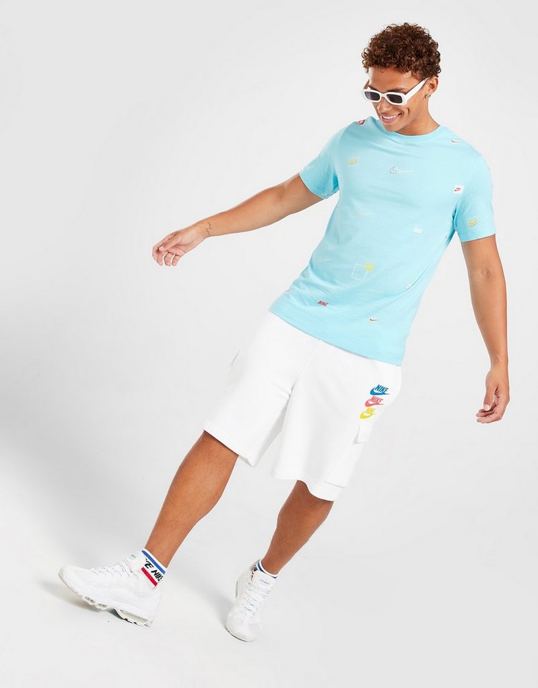 Koszulka, t-shirt męski NIKE T-SHIRT AOP LOGO T BLUE DN5246-499 Niebieski