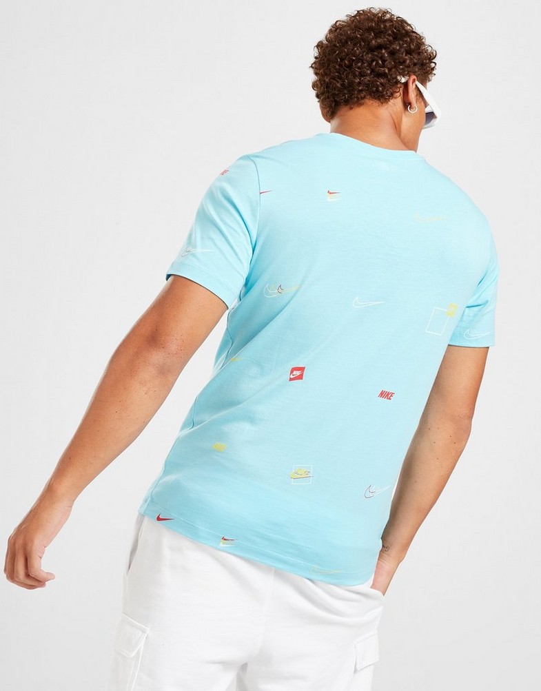 Koszulka, t-shirt męski NIKE T-SHIRT AOP LOGO T BLUE DN5246-499 Niebieski