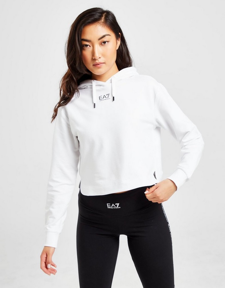 Bluza damska EMPORIO ARMANI Z KAPTUREM BACK LOGO CROP HOODIE 6LTM10TJCQZ0102 Biały