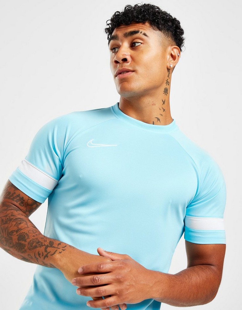 Koszulka, t-shirt męski NIKE T-SHIRT ACAD ESS T BLUE CHILL CW6101-499 Niebieski