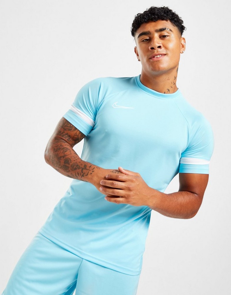 Koszulka, t-shirt męski NIKE T-SHIRT ACAD ESS T BLUE CHILL CW6101-499 Niebieski
