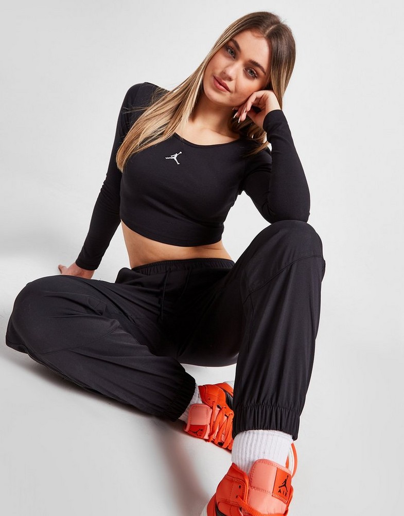 Koszulka, t-shirt damski JORDAN T-SHIRT JDN CROP LS T BLK TEE DQ4465-010 Czarny
