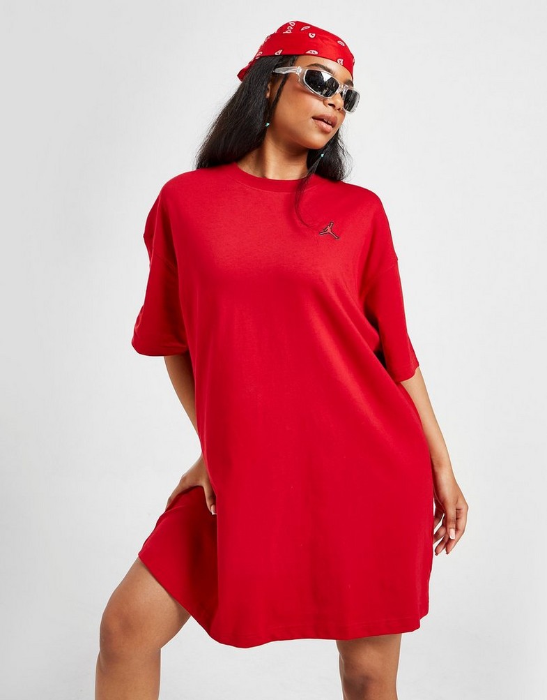 Sukienka damska SUKIENKA W JORDAN ESSEN T SHIRT DRESS DO5051-687 Bordowy