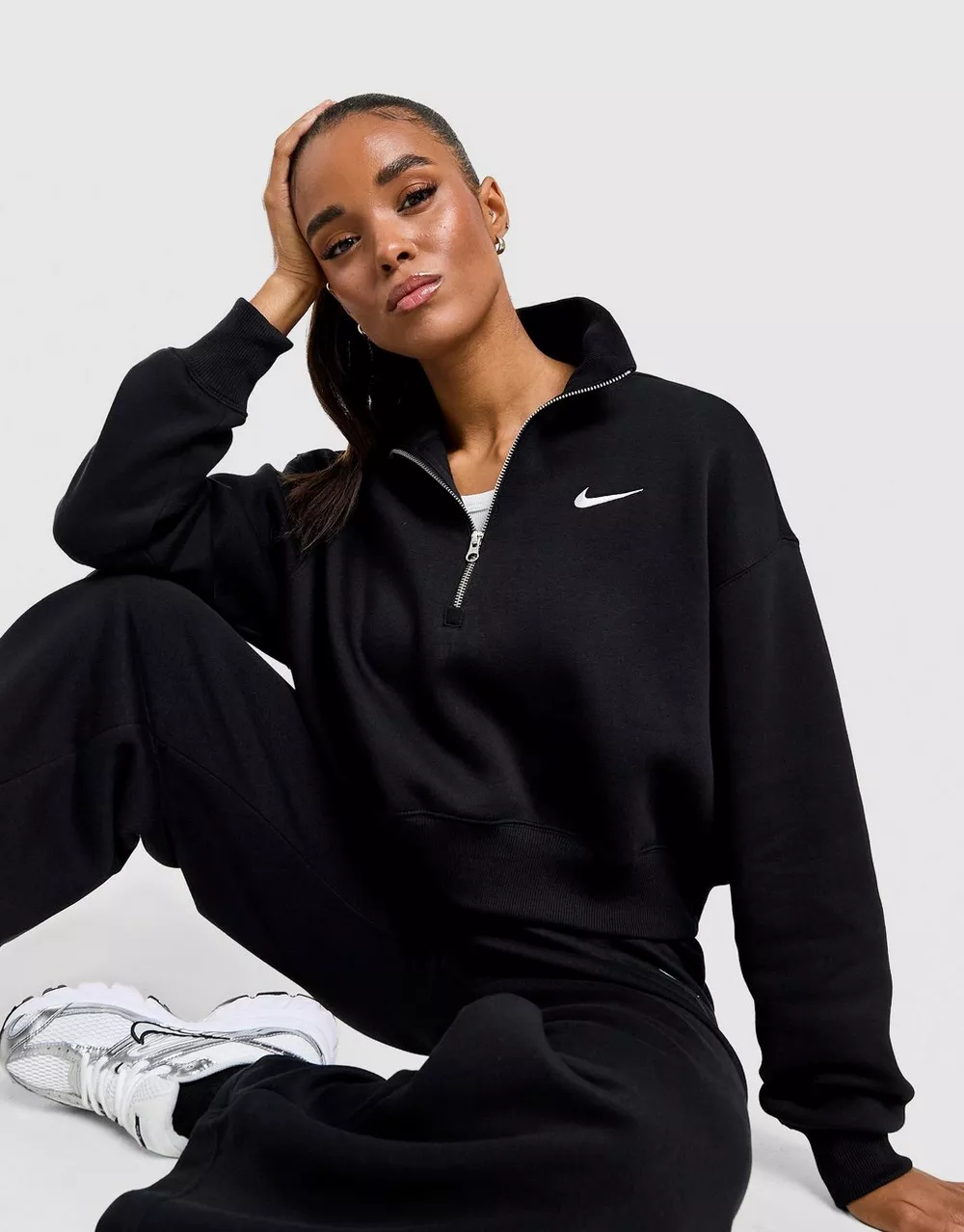 NIKE КОФТА W NSW PHNX FLC QZ CROP, фото 1 з 5