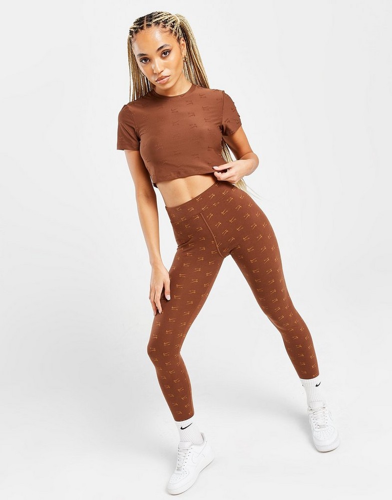 Koszulka, t-shirt damski NIKE T-SHIRT AOP JAQ CRP T CACAO DV4368-259 Brązowy