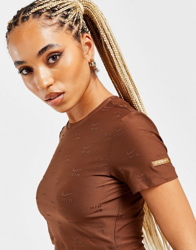 Koszulka, t-shirt damski NIKE T-SHIRT AOP JAQ CRP T CACAO DV4368-259 Brązowy