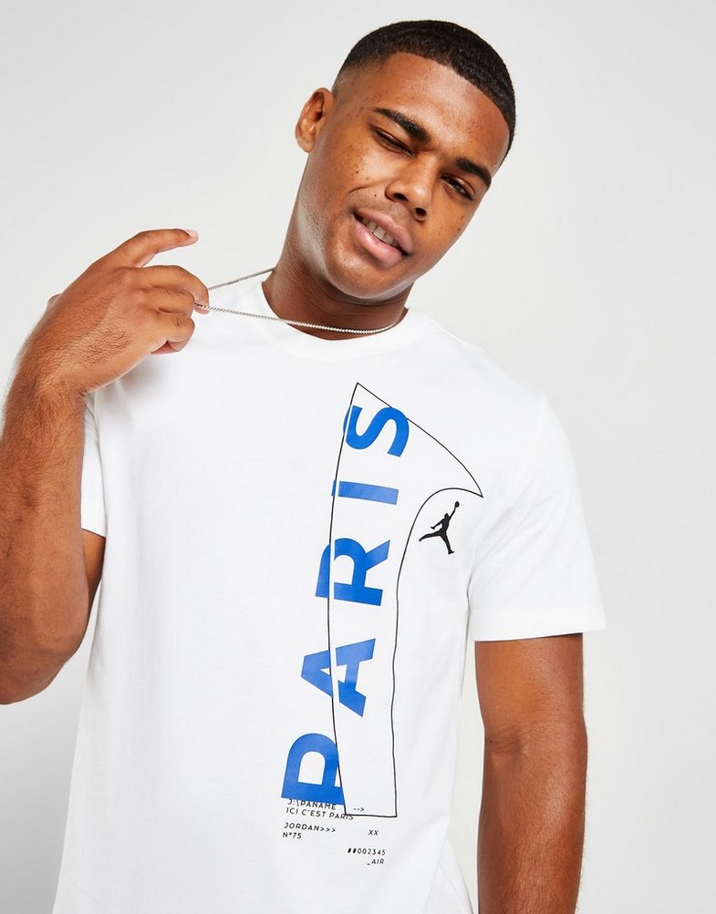 Koszulka, t-shirt męski NIKE KRÓTKI RĘKAW PARIS SAINT GERMAIN WORDMARK T-SHIRT DM3092-100 Biały
