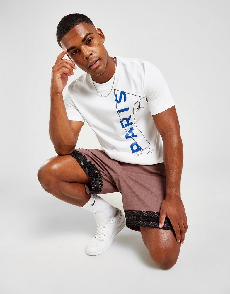 Koszulka, t-shirt męski NIKE KRÓTKI RĘKAW PARIS SAINT GERMAIN WORDMARK T-SHIRT DM3092-100 Biały