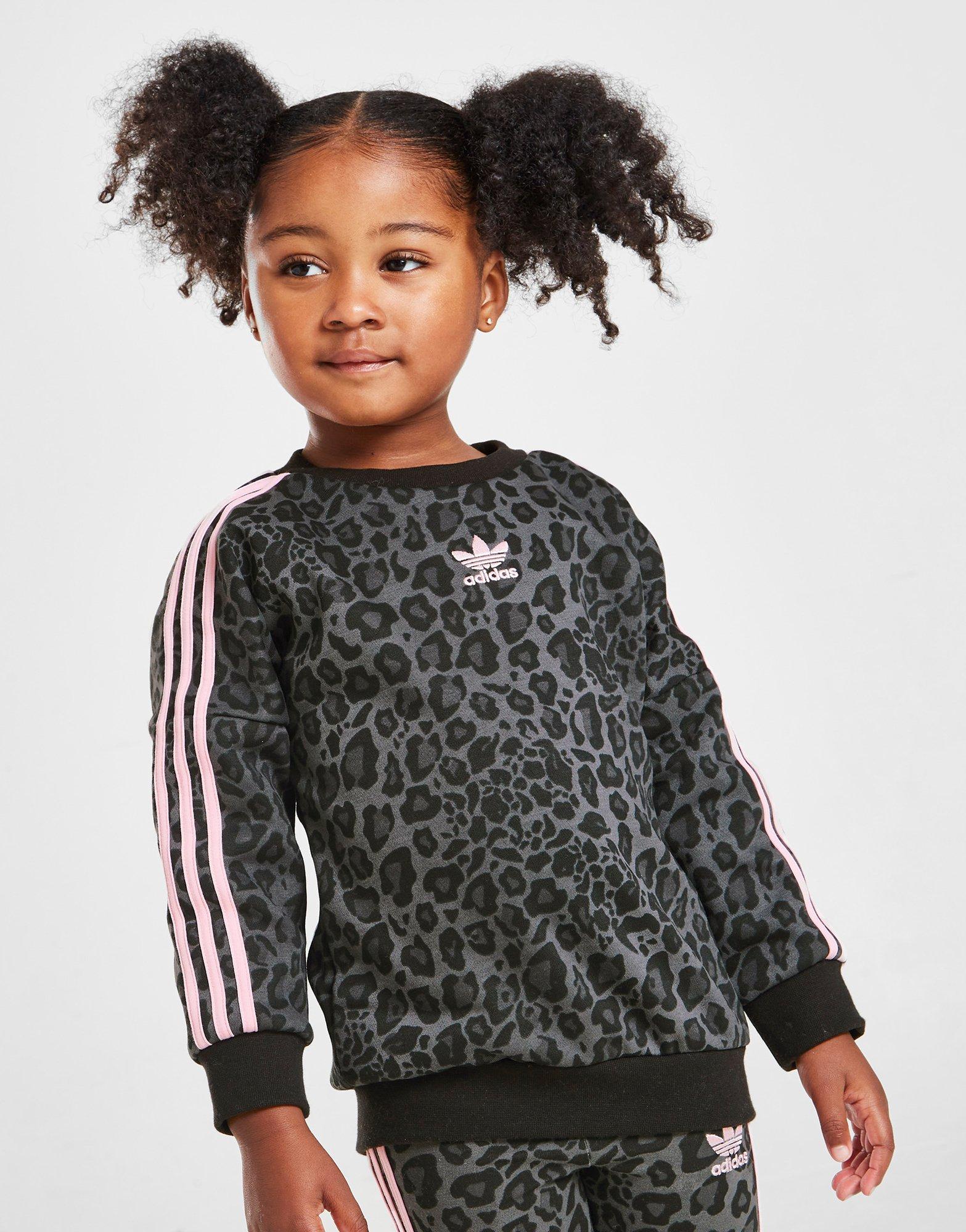 Komplet dresowy dziecięcy ADIDAS KOMPLET (G)LEO AOP CRW/LEG ST HN8105 Niebieski