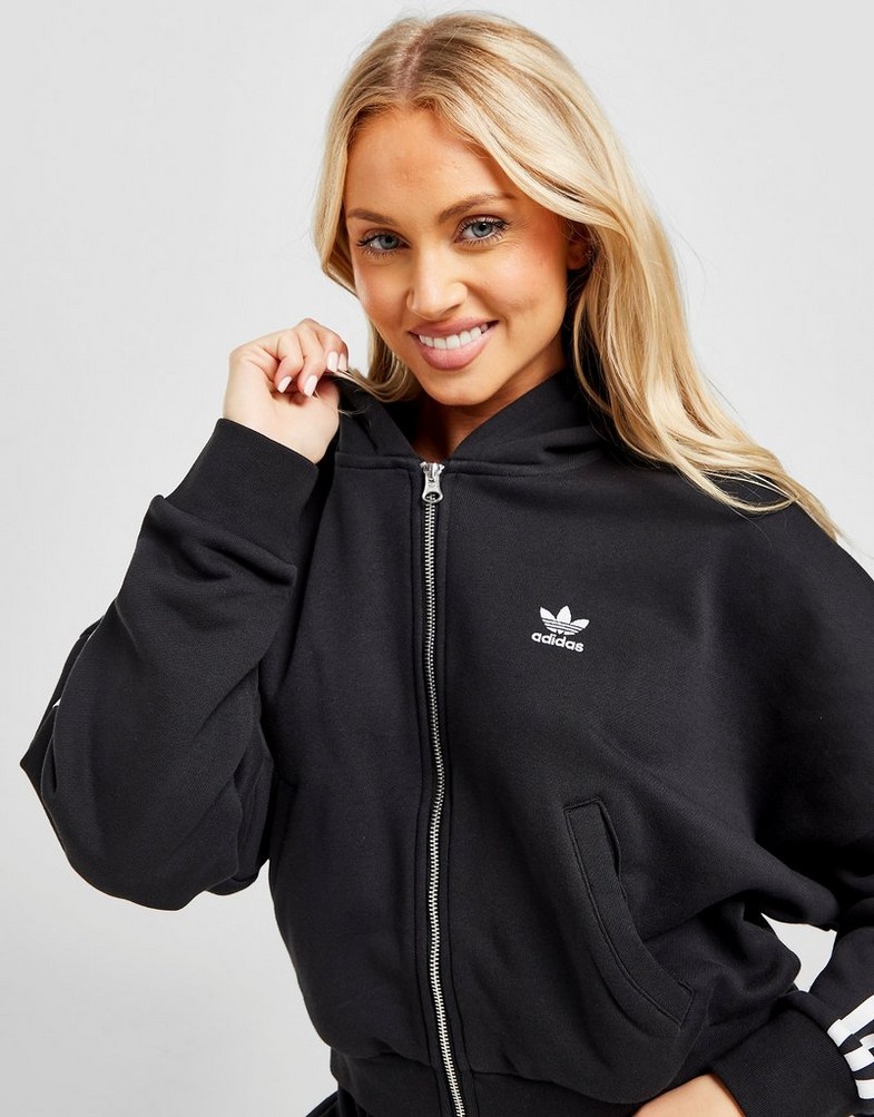 Bluza damska ADIDAS 3 STRIPES FULL ZIP HOODIE HM2130 Czarny
