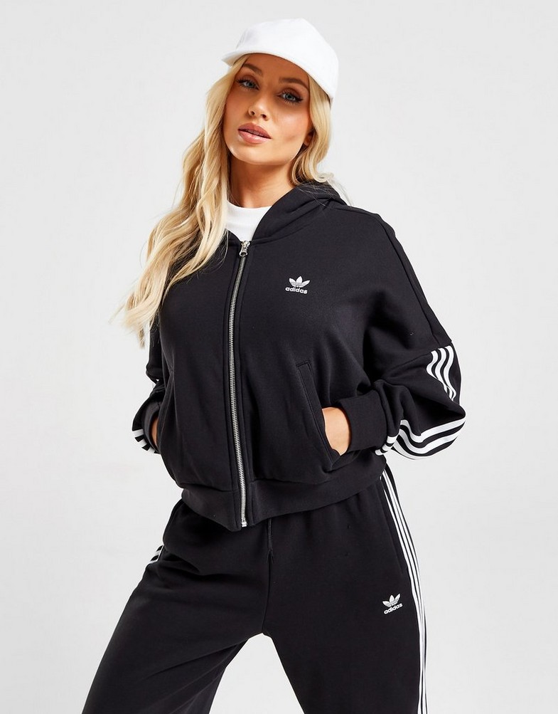 Bluza damska ADIDAS 3 STRIPES FULL ZIP HOODIE HM2130 Czarny