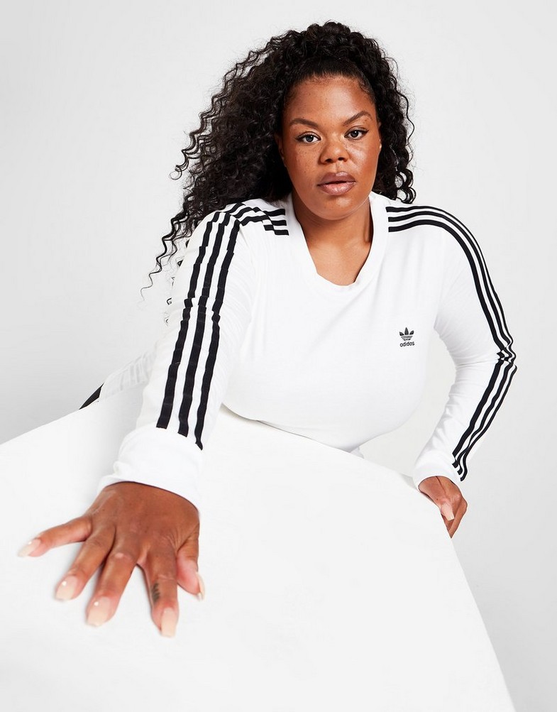 Koszulka, t-shirt damski ADIDAS KRÓTKI RĘKAW PLUS SIZE LONG SLEEVE CALIFORNIA T-SHIRT HL6717 Biały