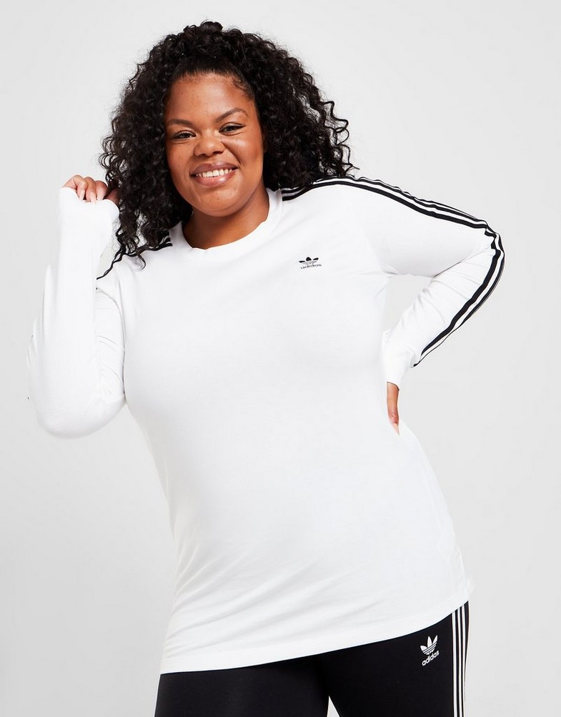 Koszulka, t-shirt damski ADIDAS KRÓTKI RĘKAW PLUS SIZE LONG SLEEVE CALIFORNIA T-SHIRT HL6717 Biały