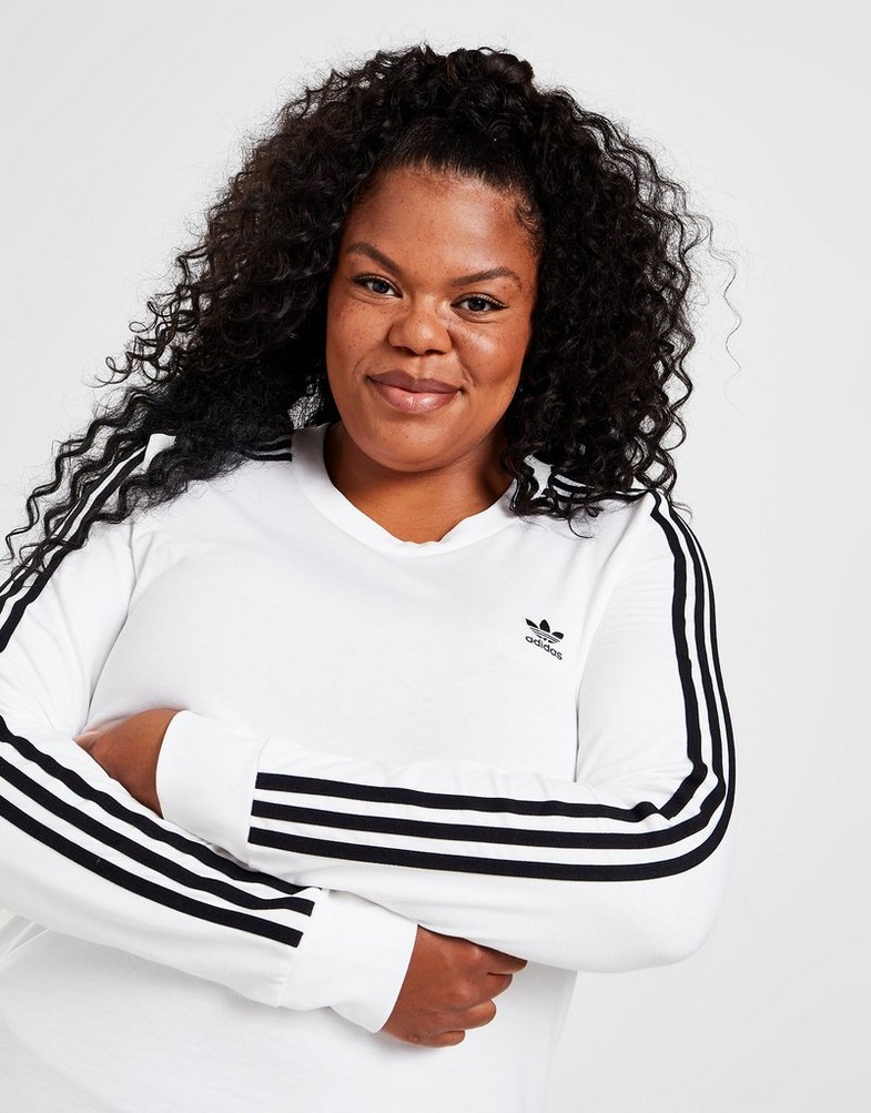Koszulka, t-shirt damski ADIDAS KRÓTKI RĘKAW PLUS SIZE LONG SLEEVE CALIFORNIA T-SHIRT HL6717 Biały