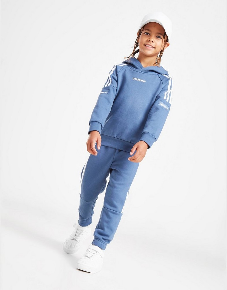 Komplet dresowy dziecięcy ADIDAS KOMPLET LOCK UP BDGE SUIT BLU/WHT SUIT HR7271 Niebieski