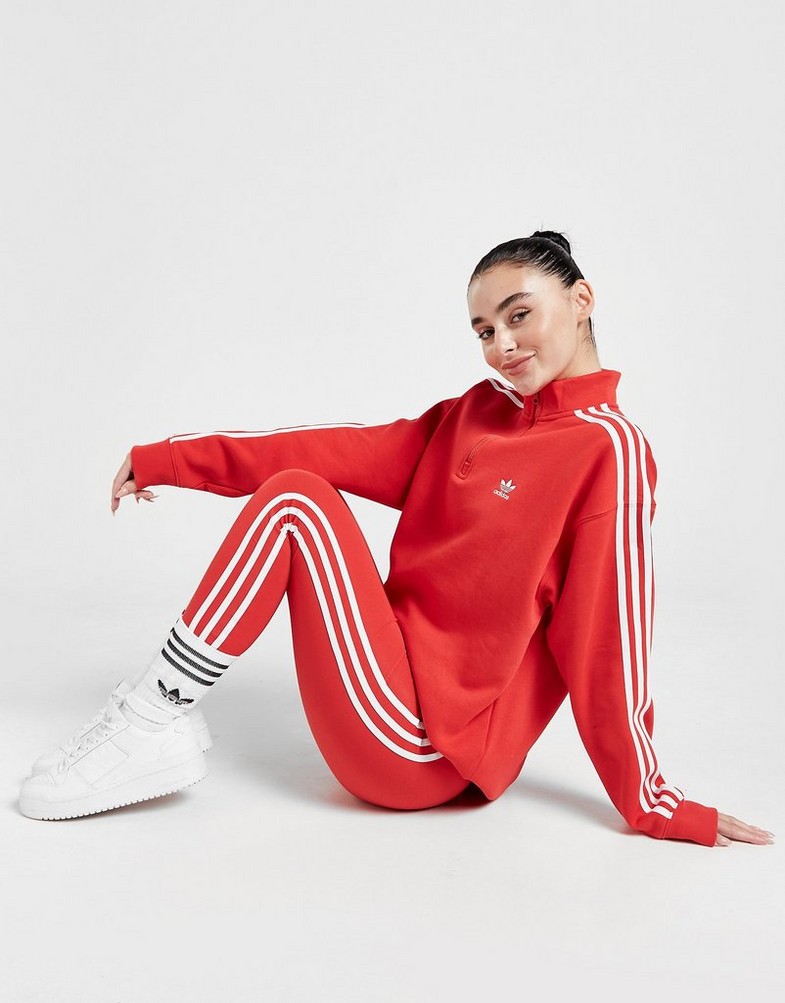 Bluza damska ADIDAS BLUZA 3S 1/4 ZP RED/WHT HN8133 Czerwony